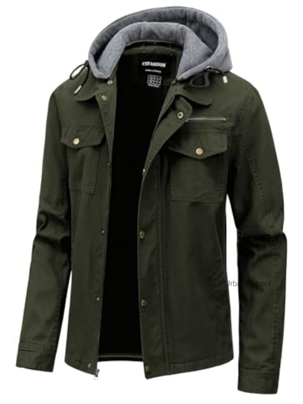 Men's Washed Cotton Lightweight Military Field Jacket Hooded Casual Cargo Coat